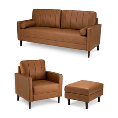 Novrla Bush Home Max 77W Sofa, 32W Accent Chair, and Storage Ottoman