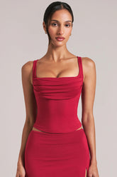 Square-Neck Top in Cherry Red