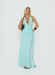So Major Draped A-Line Maxi Dress Blue