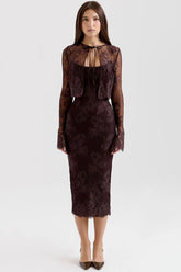 Larra Lace Tie Neck Midi Dress