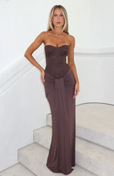 Kiss The Girl Strapless Maxi Dress Chocolate