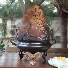 Novrla 11 Inches Decorative Brass Urli - Copper Finish - Decorative Urli Bowl For Flower & Candle Decor