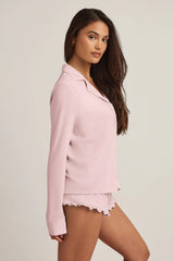 Modal Long-Sleeve Pyjama Top in Baby Pink