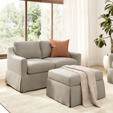Novrla Bush Home Harper 57W Loveseat and Storage Ottoman with Slipcovers