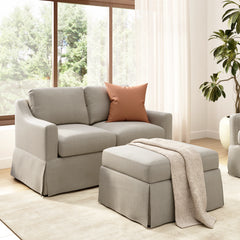 Novrla Bush Home Harper 57W Loveseat and Storage Ottoman with Slipcovers