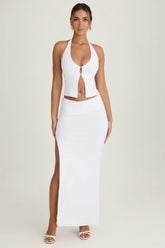 Ruched Maxi Skirt in White