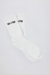 Ribbed Half-Crew Socks in White