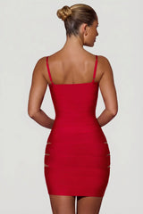 Cut-Out Bodycon Mini Dress in Red