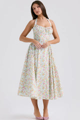 Adabella Cotton Halter Midi Sundress