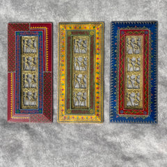 Novrla Dhokra Rajasthani Wall Decor 20 Inches (Set of 3) - Brass Wood Wall Hanging
