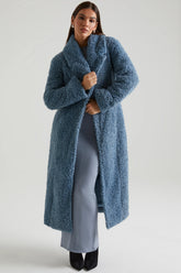 Long Shearling Coat in Blue