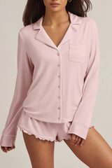 Modal Long-Sleeve Pyjama Top in Baby Pink