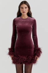 Lavinia Mulberry Velvet Mini Dress