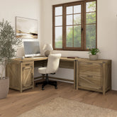 Novrla Knoxville 60W L Shaped Desk with 2 Drawer Lateral File Cabinet