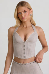 Halterneck Corset Top in Ecru