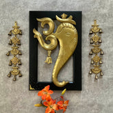 Novrla 24 Inches Om Ganesha Wall Hanging with Bells (Set of 3) - Wall Decor