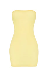 Soft Sheer-Mesh Bandeau Mini Slip Dress in Yellow