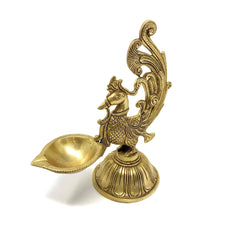 Novrla Dancing Peacock Diya - Handmade Brass lamp - Brass Diya For Pooja