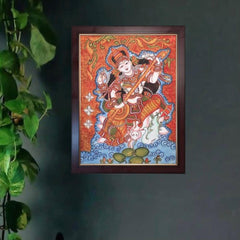 Novrla Goddess Saraswati Kerala Mural - Handpainted Wall Decor