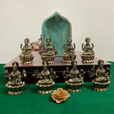 Novrla 3 Inch Ashtalakshmi Brass Idol - Lightweight Brass Decorative Figurine