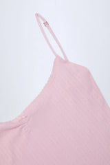 Pointelle Ruched A-Line Mini Dress in Baby Pink