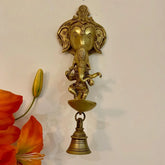 Novrla Lord Ganesh Brass Diya and bell - Wall Hanging - Traditional Home Decor