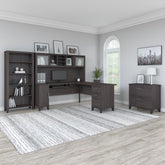 Novrla Somerset 72W L Shaped Desk with Hutch, Lateral File Cabinet and Bookcase