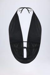 Cowl-Neck Backless Crop Top in Black