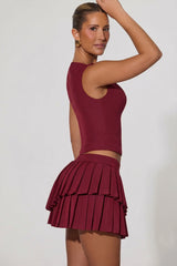 Open-Front Crop Top in Wine Red