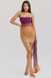 Ombre Mesh Strapless Mini Dress