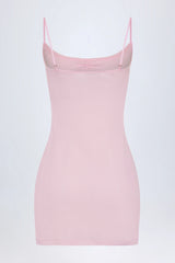 Pointelle Ruched A-Line Mini Dress in Baby Pink