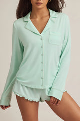 Modal Long-Sleeve Pyjama Top in Mint