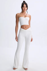 Modal Twist-Front Flared Trousers in White