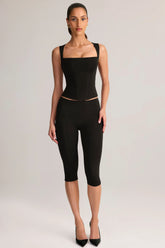 Modal Mid-Rise Capri Leggings in Black