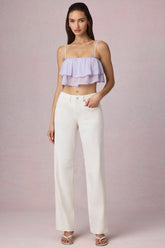 Mid-Rise Barrel-Leg Jeans in Ecru Wash