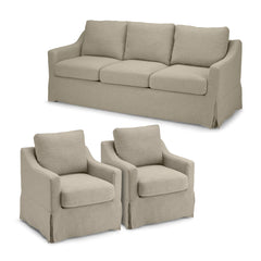 Novrla Bush Home Harper 80W Sofa and 2 Swivel Accent Chairs with Slipcovers