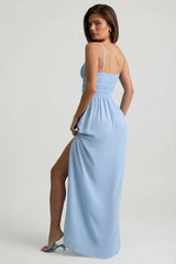 Shirred Camisole Maxi Dress in Sky Blue