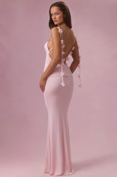 Premium Jersey Draped Gown in Baby Pink