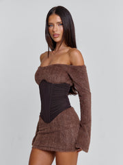 JUNO MINI DRESS BROWN