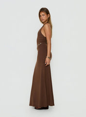 Correna Embellished Halter Maxi Dress Chocolate