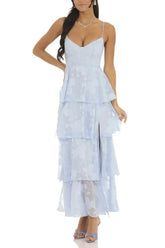 Floral Ruffle A-line Maxi Dress