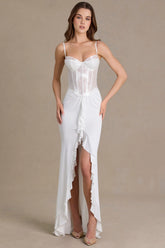 Premium Embellished Lace Corset Gown in White