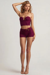 Mid-Rise Shorts in Berry Purple