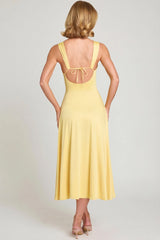 Sweetheart-Neck Ruched Midaxi Dress in Pastel Yellow