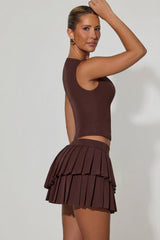 Open-Front Crop Top in Chocolate Brown