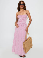 Loralei Shirred Maxi Dress Red Stripe