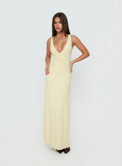Frederica Plunge Maxi Dress Butter Yellow
