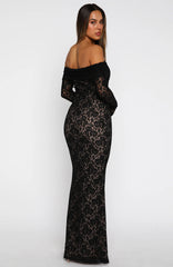 Be My Peace Lace Long Sleeve Maxi Dress Black