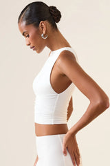 Modal Boat-Neck Tank Top in White
