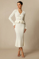 Alice Ruffle Ribbed Knit Midi Dress